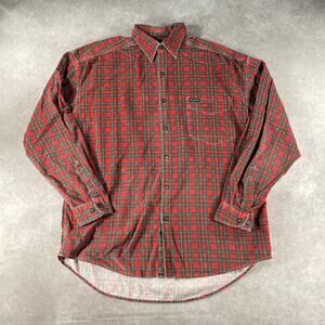 Vintage Structure Red Plaid Corduroy LS Button Up Medium